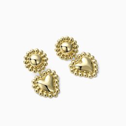 Stud Fashion Gold Colour Big Heart Dangle Earrings for Women Geometric Round Statement Earring Wedding Jewellery Gift 230706