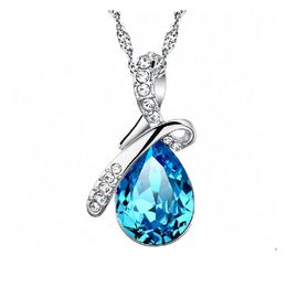 Pendant Necklaces Luxury Austria Crystal Tears Of Angels Water Drop Shape Sier Plated Chains For Women Fashion Jewellery Gift Delivery Dhbba