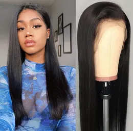 Straight 13x4 Lace Front Wigs Human Hair for Black Women Glueless Brazilian Pre Plucked with Baby Hair Natural Colour
