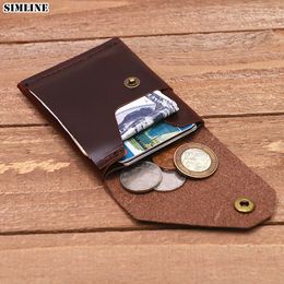 2022 Genuine Leather Wallet For Men Male Vintage Short Slim Mini Thin Men's Purse Credit Card Holder With Coin Pocket Money Bag