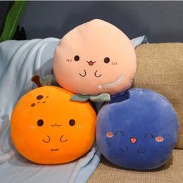 Stuffed Plush Animals 38cm New Cartoon Cute Peach Orange Blueberry Plush Toys Stuffed Soft Blanket Lovely Fruit Pillow Doll For Kids Birthday Gifts L230707