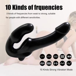 Adult Toys Strapless Strapon Dildo Vibrator for Couples For Lesiban Wireless Remote Control Doubleheads Sex 230706