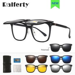 Sunglasses Flip Up Men Women Polarized UV400 Magnetic Clip On Glasses Square Male Big Optic Frame 0 Diopter Eyewear 230707