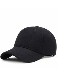 Ball Caps Dad Winter Warm Fleece Lining Fitted Felt Baseball Cap Man Outdoors Leisure Wool Big Size Hat 5660cm 6065cm 230707