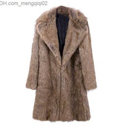 Men's Jackets Men Warm Winter Long Coat High Quality Faux Fur Jackets Outwear Open Stitch Overcoat Homme Jacket Z230710