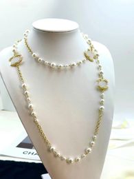 Kvinnor Pearl Neckores smycken halsband designer mode märke brev tröja 10 stil