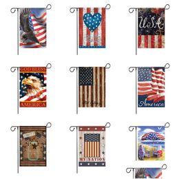 Banner Flags 9 Colour American Garden Flag Colorf Print Happy Linen Fabric Decoration 300Pcs T1I2519 Drop Delivery Home Festive Party Dhl5J