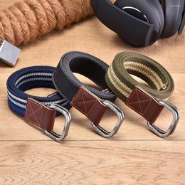 Belts Women Men Double Ring Buckle Canvas Belt Simple Casual Versatile Youth Cargo Waist Band Outdoor Sport Jeans Accessories