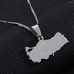 Pendant Necklaces Stainless Steel Turkey Map Flag Necklace For Women Men Turks Charm Jewellery