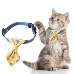 Dog Collars Cat Collar Adjustable Dot Print Anti-break With Bell Safety Belt Neck Decoration Dress Up British Style Walking Pet Trac