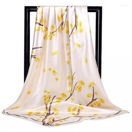 Scarves Luxury Foulard Print Square Kerchief Beach Sunscreen Shawls Spring Summer Silk Fashion Travel 90 90CM Bandannas