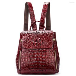 School Bags 5 Colors Crocodile Pattern Women Backpacks Leather Vintage Female Shoulder Bag Ladies Travel Back Pack Casual