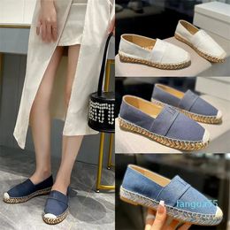 2023 Summer New Women Straw shoes Designers Fashion High quality Casual knit Denim Fisherman shoes Size 35-40