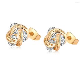 Stud Earrings Love & Annie Twist CZ Gold Color Cute Clear For Women Small Earring Girls Gift