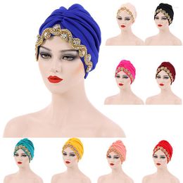 Ethnic Clothing Muslim Diamond Encrusted Heavy Headscarf Solid Luxury Wrap Hat Women's Turbant Handmade African Watermelon