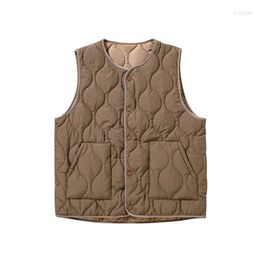 Men's Vests Solid Colour Cargo Sleeveless Jacket Mens Autumn Winter Casual Safari Style Single Breasted Quilted Vest Men