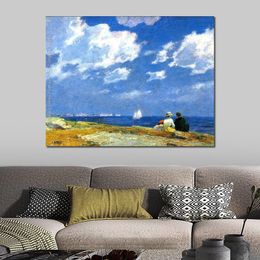 Seaside Canvas Art Along The Shore Painting by Edward Henry Potthast Artwork Impressionism Landscape Handmade Wall Decor