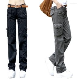 Women's Pants Spring And Autumn Thick Cotton Cargo Women Hip Hop Loose Jeans Baggy Leisure Trousers Capris Khaki Gray Black