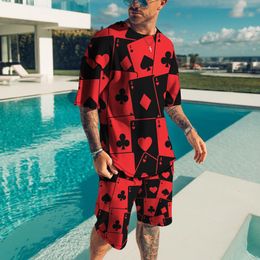 Mens Tracksuits Summer Set Casual Wear Tshirt Shorts Sports Suit Spades A Personality Fashion Trend Creative 3D 230707