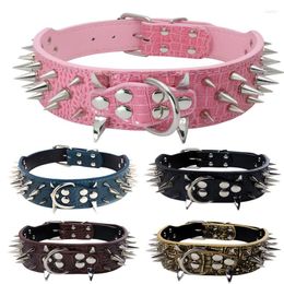 Dog Collars Anti-bite Pet Pu Leather Adjustable Rivet Spiked Studded Puppy Collar Neck Strap F8