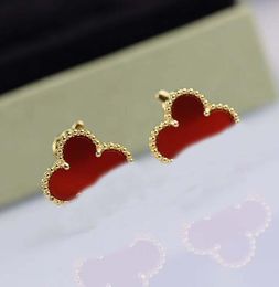 Luxury quality V gold material Silver flower with nature stone stud earring for women wedding gift Jewellery have stamp box PS7246B