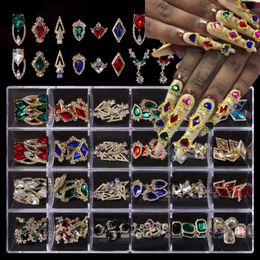 Nail Art Decorations 24Girds*5pc Mix Nail Charms Gems In Clear BOX AB Rhiestones 3D jewelly Crystal Stones Manicure Charms#6zd 230706