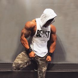 Men's Tank Tops BEAST MODE Hoodie Men Summer Outfits Gym Bodybuilding Tanks Workout Hooded Sweatshirts 230706