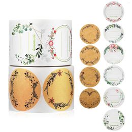 Gift Wrap 2 Rolls Self-Adhesive Labels Garland Pattern Kraft Paper Stickers For Bags Baking Jam Jars