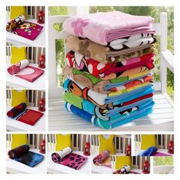 Blankets Home Textiles Kids Flannel Duck/Cat/Dogs/Bear Styles Warm Cartoon Blanket Smooth Flannels Baby Bedding Swaddling Blanket100 Dhm7A