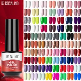 Nail Gel ROSALIND Mini Gel Nail Polish Soak Off Gel Varnishes Nail Art Semi Permanent Pure Color Nail Gel Polish Base Top Coat Esmalte 230706