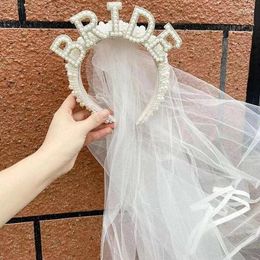 Party Supplies Custom Letter Bride To Be Headband Hairpiece With Veil Wedding Hen Gifts Hair Accessory For Daugther Marriage Presents