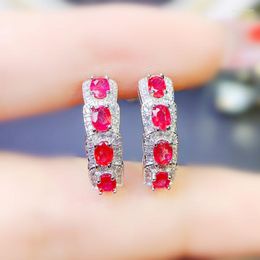 Hoop Earrings Natural Real Ruby Earring 925 Sterling Silver 3 4mm 0.35ct 8pcs Gemstone Fine Jewellery For Men Women X236151