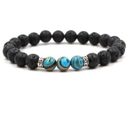 Beaded 8Mm Black Lava Stone Beads Bracelet Diy Essential Oil Diffuser For Women Men Jewellery Drop Delivery Bracelets Dhqof