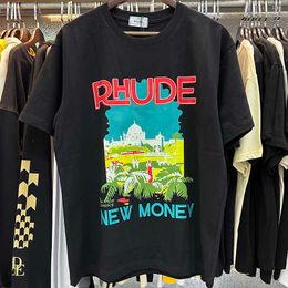 Mens Tshirts Rhude Tshirt Castle Coconut Tree Windowsill Scenic Casual Loose Breathable Short Sleeve t Shirt Men Women Couples Top Teecategoryxgwzcat 71IN