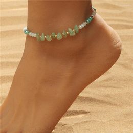 Anklets Arrival Green Stone Beads Chain Anklet Barefoot Beach For Women Trendy Rope Summer Holiday Ankle Bracelet Jewellery