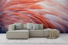 Wallpapers Customise Wallpaper Pink Flamingo Feather Pattern Background Modern Design Wall Paper Stickers