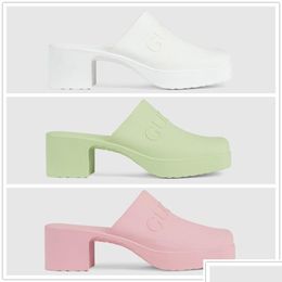 Slippers Gjia High-Heeled Jelly Shoes Sexy Can Be Cute Material Non-Slip Feet Heel Height 5.5 Cm Watertable 2.5 Size 35-40 Belt Drop Dhdtu