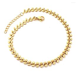 Anklets Simple Delicate Boho Gold Colour Leaf Arrow Ankle Stainless Steel For Women Girls Fashion Summer Beach Bracelet On The Leg Gifts