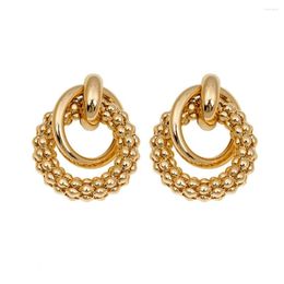 Stud Earrings Modern Women's 2023 Retro Thick Popcorn Chain Gold Colour Exaggerated Tassel Circles Jewellery