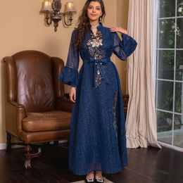 Etniska kläder Ramadan Muslim Kaftan Abaya Dres Dubai Eleganta paljettaftonklänningar Afrikansk Maxi Boubou Robe Djellaba Femme 2023 230707