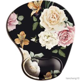 Mouse Pads Wrist Flowers Mouse Pad With Wrist Support Cute Mouse Pads Non-Slip Rubber Base For Home Office Working Studying Pc Game R230707