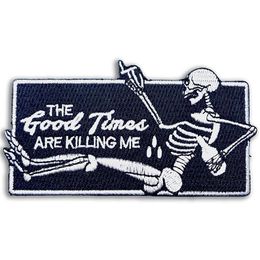 The Good Times Are Killing Me Sewing Notions 100% Embroidered Iron On Patches Sew On Skull Novelty DIY Applique Custom For Clothin333P