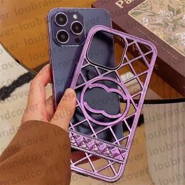 Роскошный чехол для телефона Дизайнерские чехлы для iPhone для Apple iPhone 15 ProMax Case 14 13 12 Pro Max 14LUS Чехол для мобильного телефона Фиолетовый, Серебристый, Золотой, с полыми чехлами для мобильных телефонов с защитой от теплового излучения