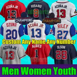 Baseball Jerseys 2023 City Connect Ronald Acuna Jr. MATT OlSON ATlANTA JORGE SOlER DEiON SANDERS AUSTIN RIlEY BRAVE OZZIE ALBIES JONES Men Women Youth