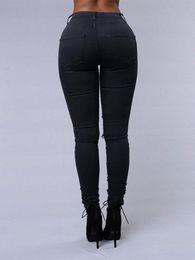 Pants New Spring Summer Elastic Trousers Black and White Ripped Jeans Fashion Sexy Skinny Denim Pencil Pants S3xl Drop Shipping