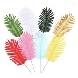 Decorative Flowers 12 Pcs Artificial Gold Palm Leaves Fake Tropical Leaf Decorations For Balloon Garland Decor Wedding Birthday Jungle Party