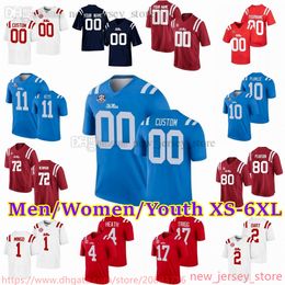 2023 Custom S-6XL NCAA Ole Miss Rebels Football Jersey 78 Laremy Tunsil 11 Austin Keys 17 Michael Trigg 4 Malik Heath 3 Isheem Young 2 Jaxson Dart 6 Zach Evans 10 John Rhys