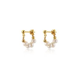 Chandelier Sterling Sier Short Pearl Stud Earrings for Women Hanging Temperament Eardrop Gold Ear Studs Fine Jewellery Brincos New