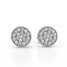 Stud Earrings 925 Sterling Silver Round Filled Clear Zircon Wedding Jewelry For Women Girls Valentine's Day Gift