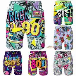 Men's Swimwear Funny Retro 80s 90s s Mens Swim Trunks Quick Dry Beach Board Shorts Summer Surf Boardshorts with Side Pockets High Quality J230707